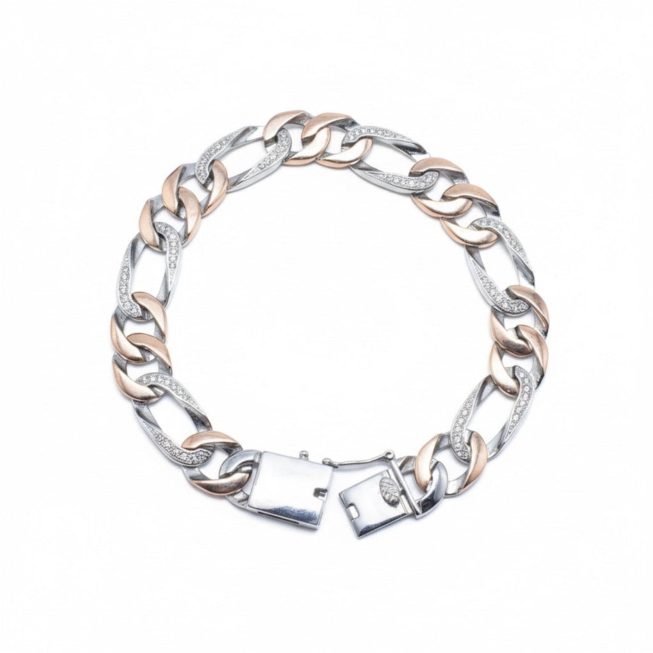 Two-Tone Cuban Link Silver Bracelet