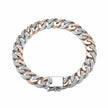 Two-Tone Pave Cuban Link Silver Bracelet