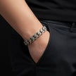 Two-Tone Pave Cuban Link Silver Bracelet