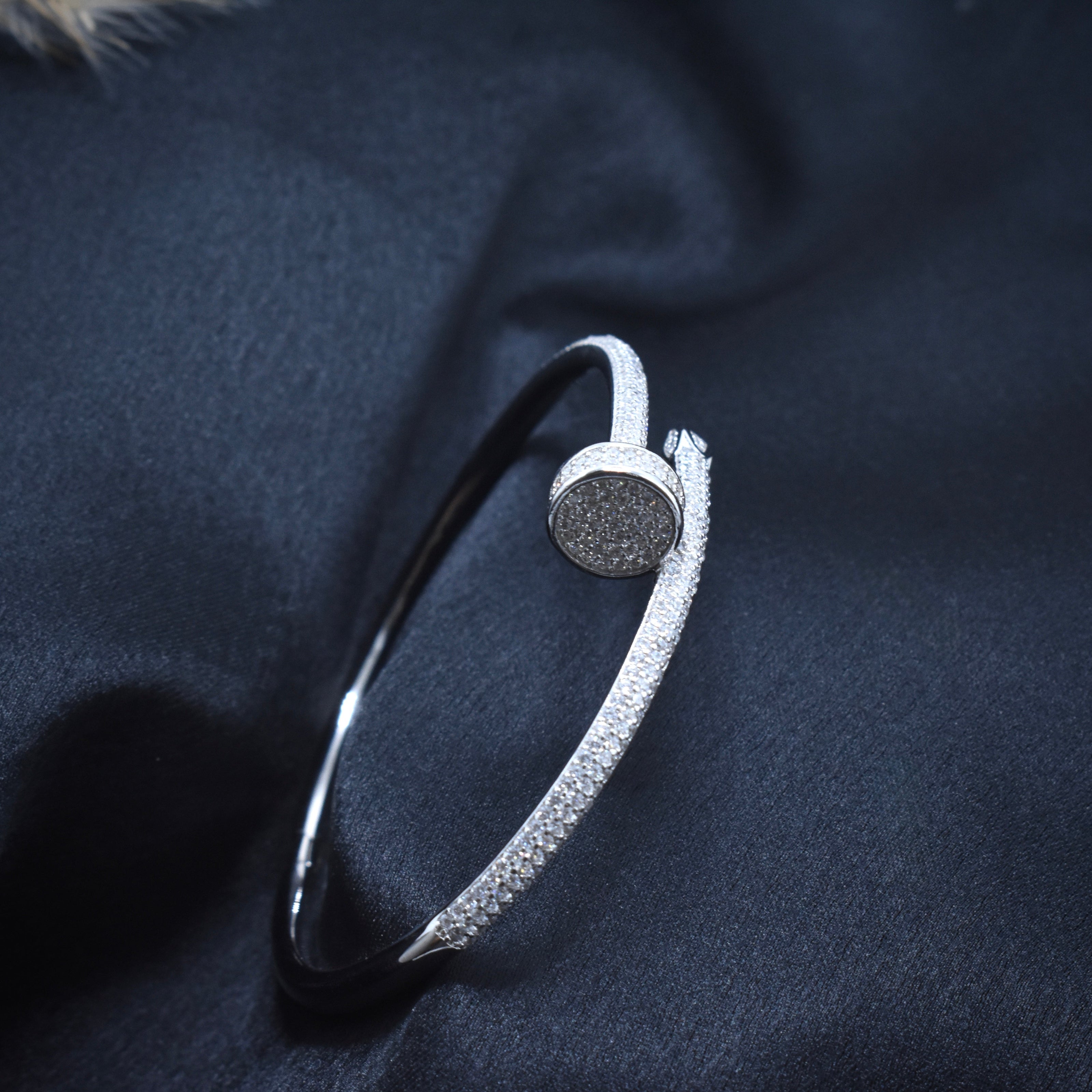 Full Pave Nail Silver Bracelet