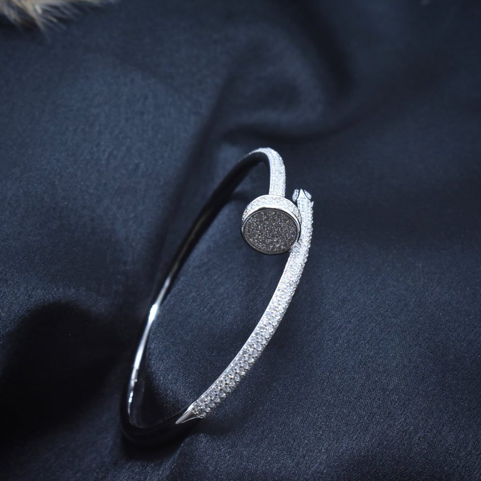 Full Pave Nail Silver Bracelet