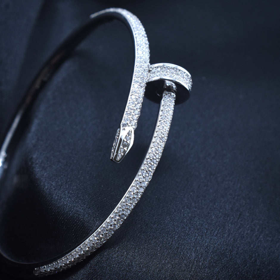 Full Pave Nail Silver Bracelet
