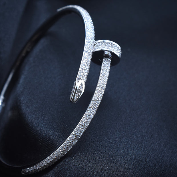 Full Pave Nail Silver Bracelet