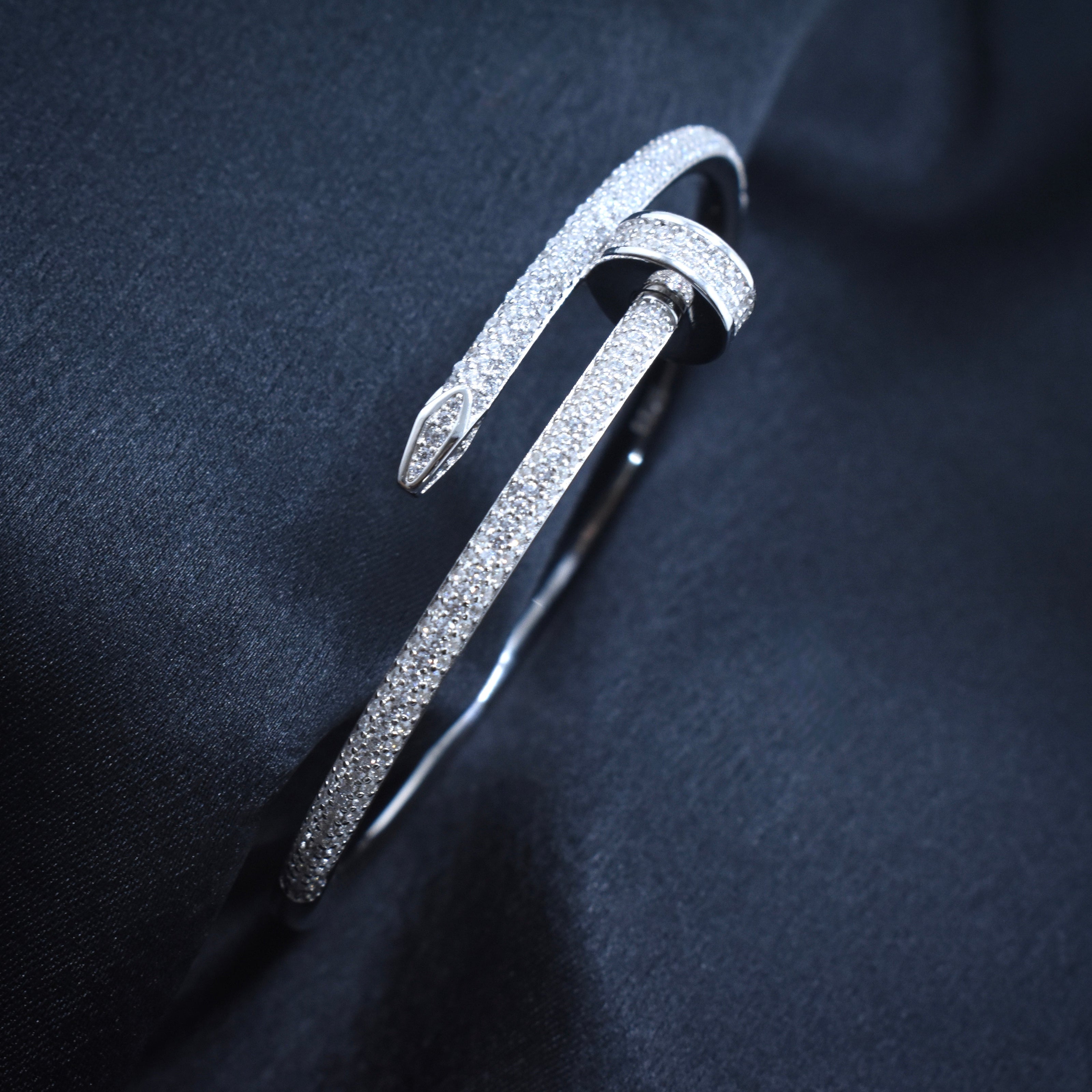 Full Pave Nail Silver Bracelet