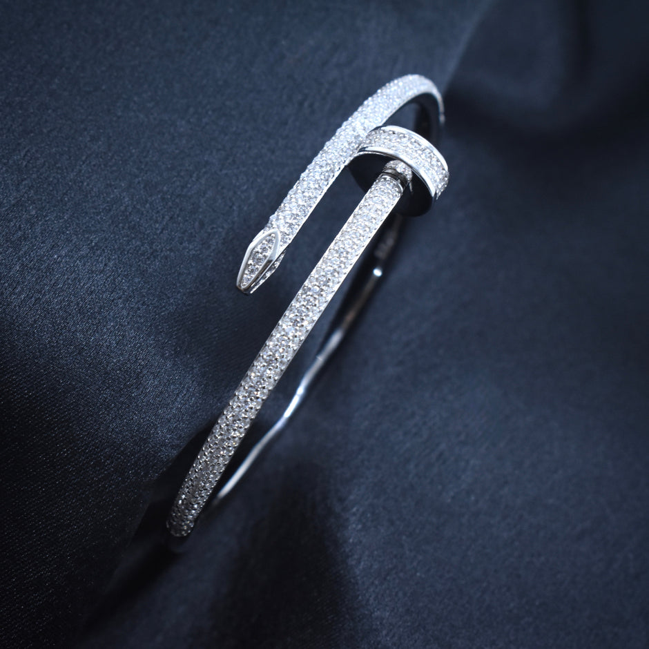 Full Pave Nail Silver Bracelet