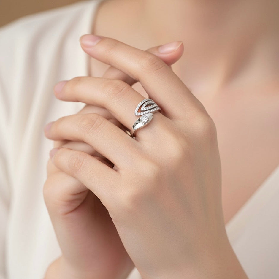 Silver Layered Shimmer Ring