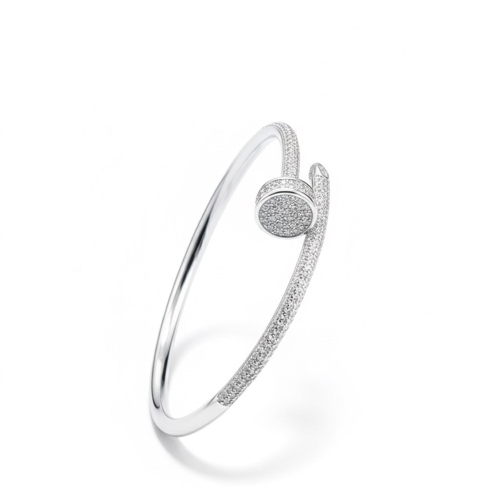 Full Pave Nail Silver Bracelet