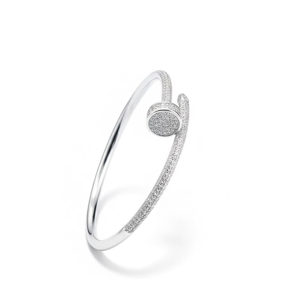 Full Pave Nail Silver Bracelet