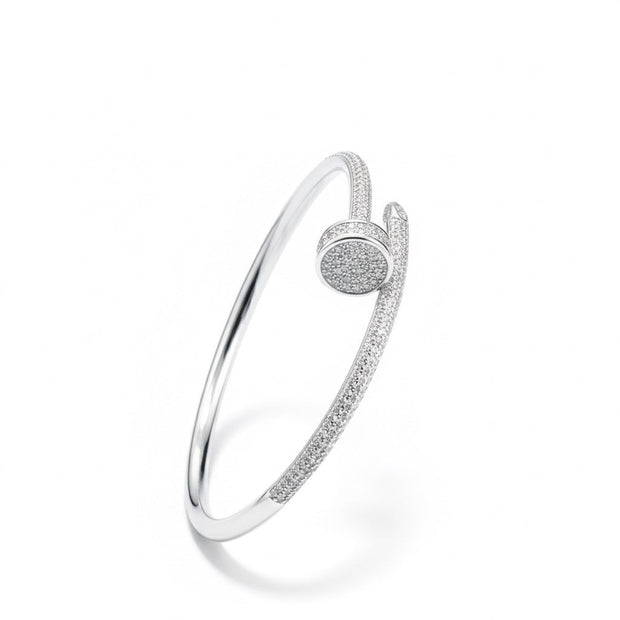 Full Pave Nail Silver Bracelet