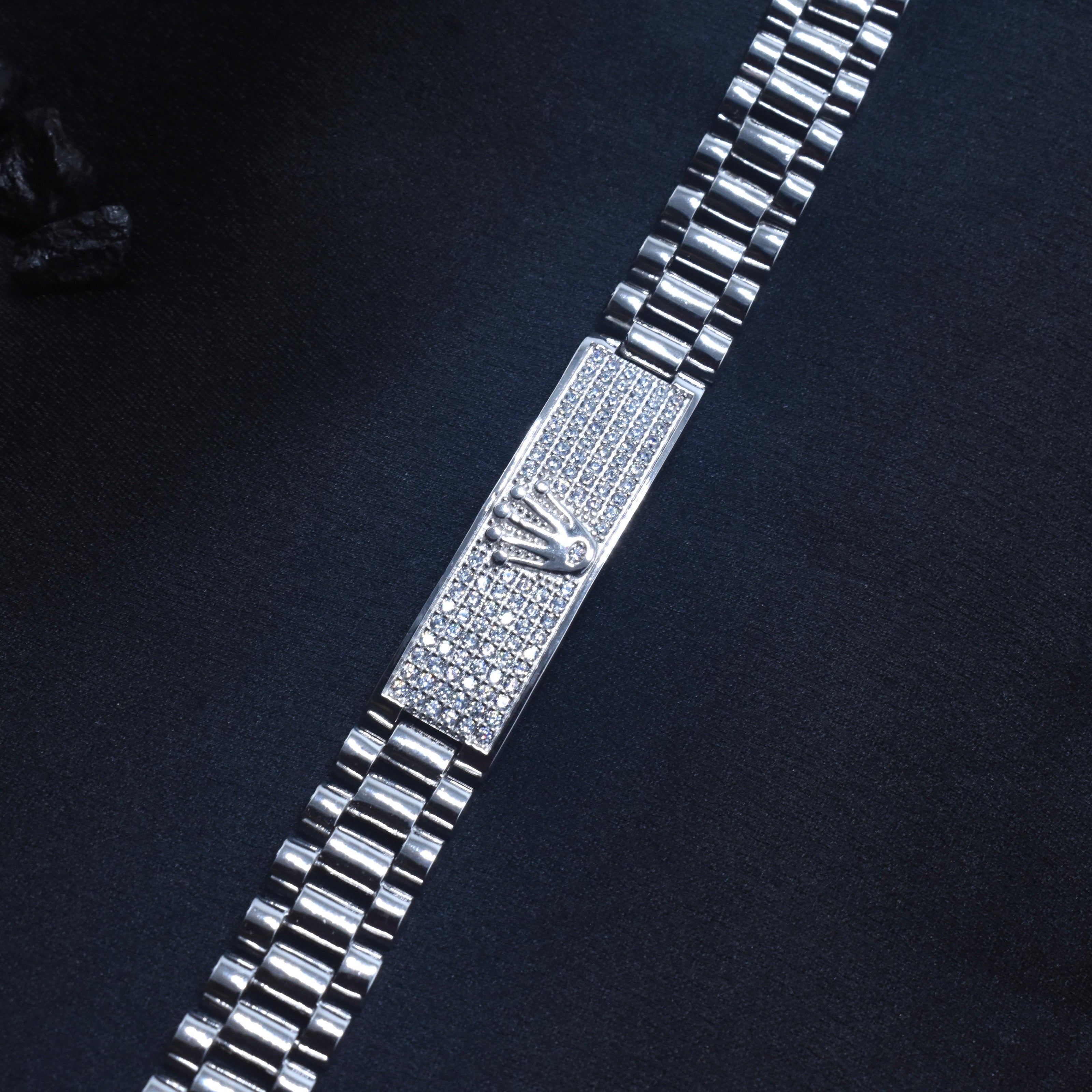 Crown Link Silver Bracelet