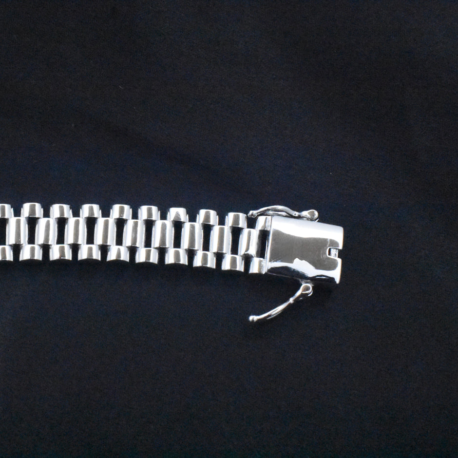 Crown Link Silver Bracelet