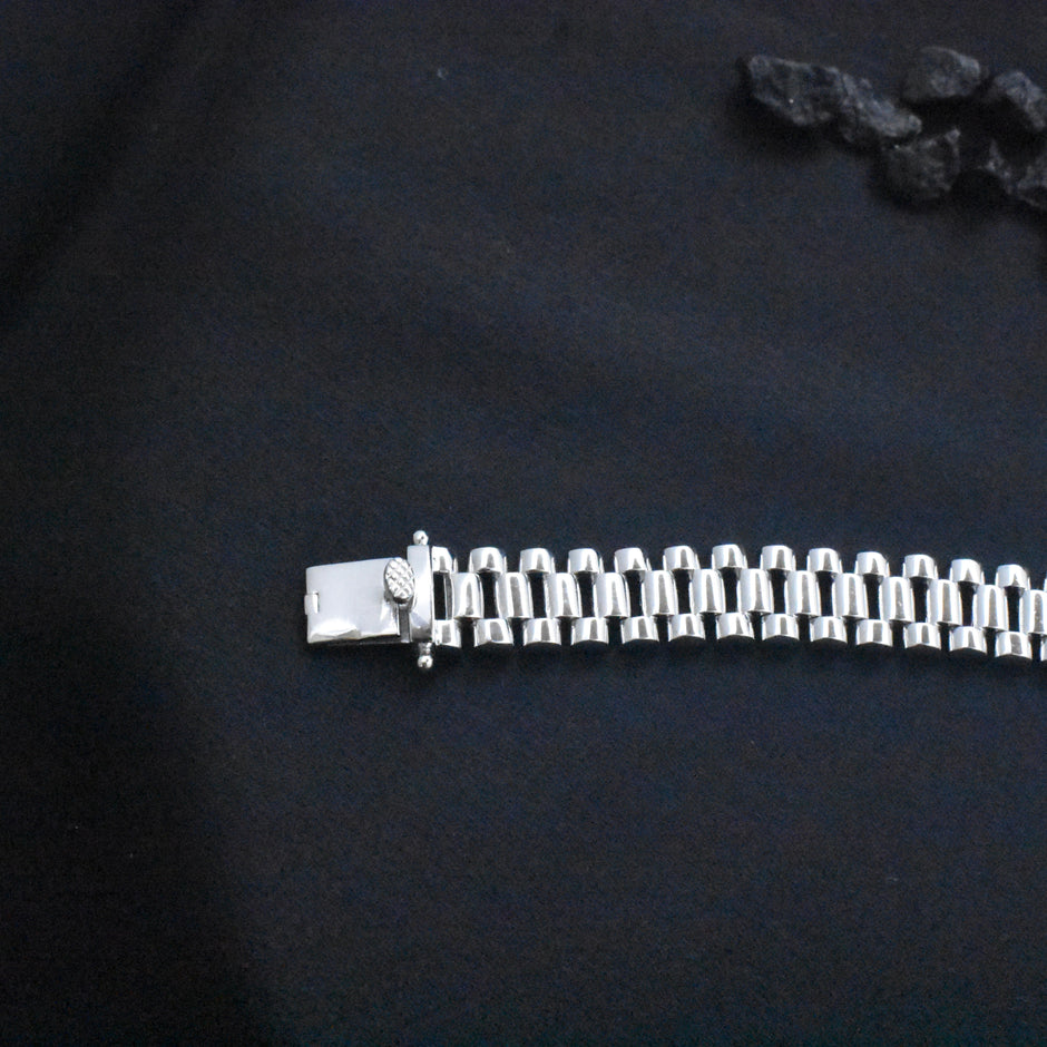 Crown Link Silver Bracelet