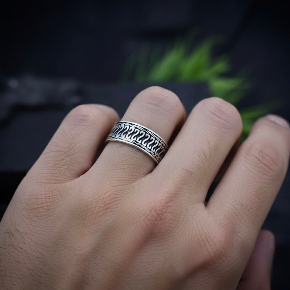 Antique Silver Zigzag Groove Band