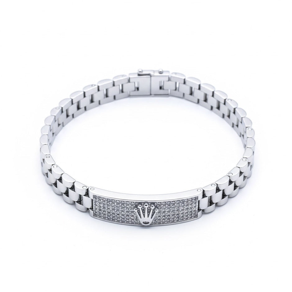 Crown Link Silver Bracelet