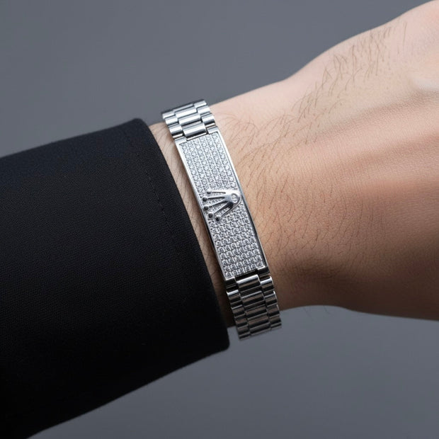 Crown Link Silver Bracelet