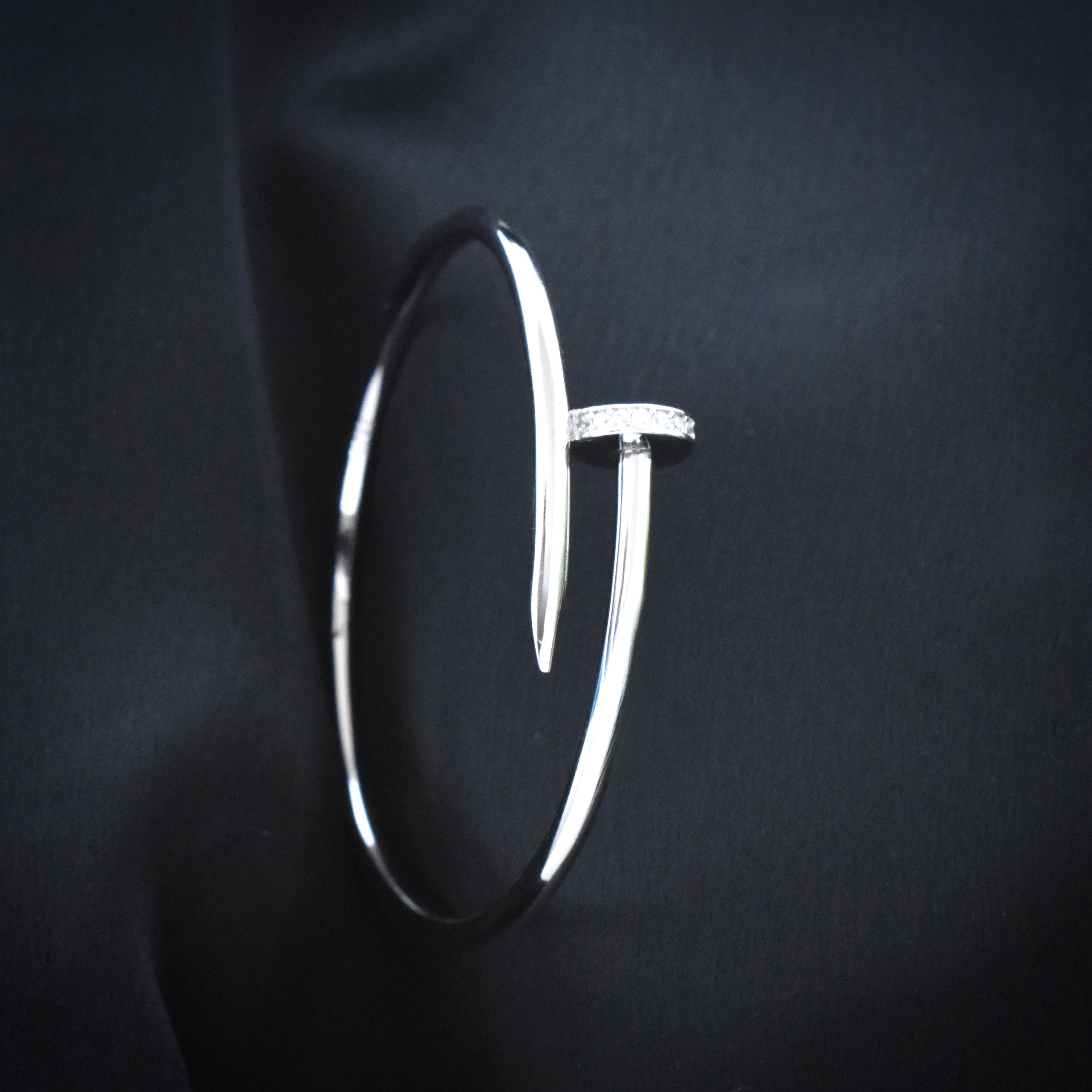 Sleek Nail Silver Bracelet