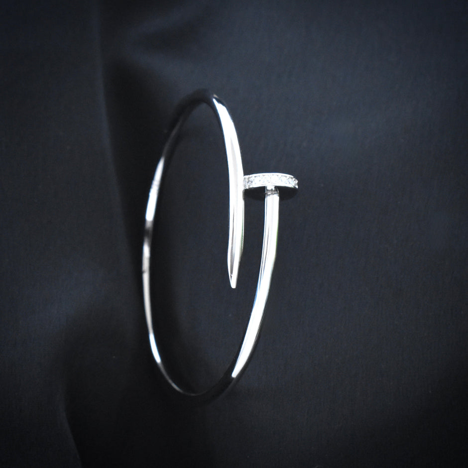 Sleek Nail Silver Bracelet