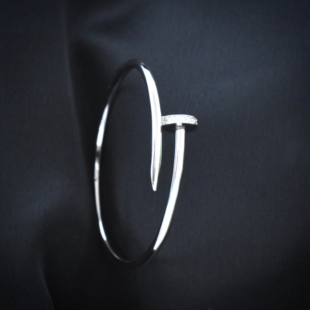 Sleek Nail Silver Bracelet
