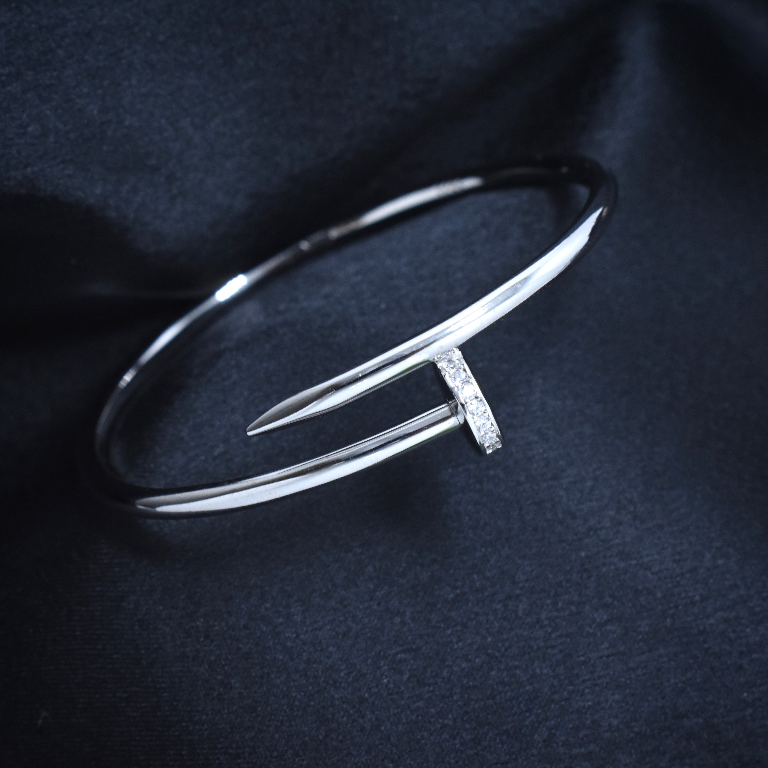 Sleek Nail Silver Bracelet