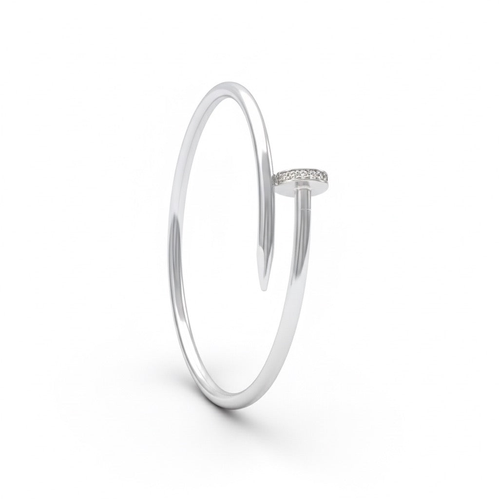 Sleek Nail Silver Bracelet