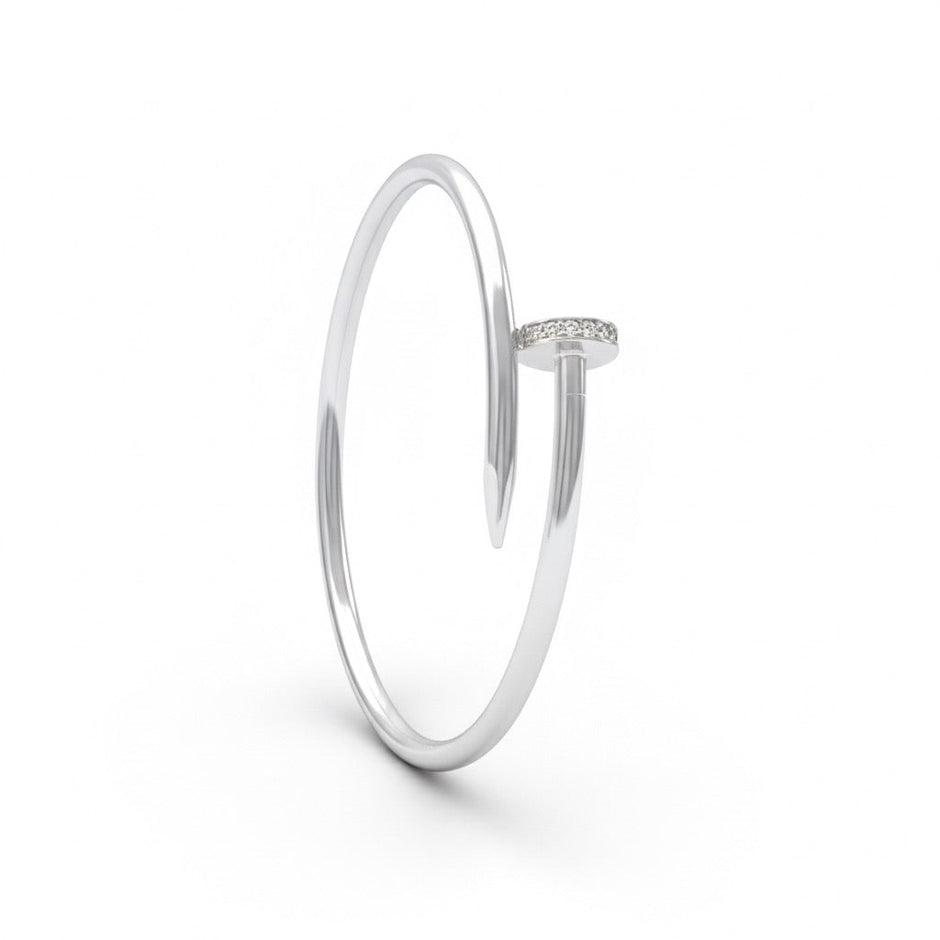 Sleek Nail Silver Bracelet