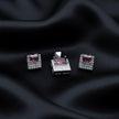 Ruby Square Block Silver Pendant Set