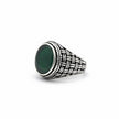 Green Onyx Oval Woven Silver Ring