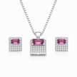 Designer Pink Stone Pendant Set with Chain and Earrings