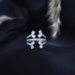 Silver Leafy Twin-Band Ring