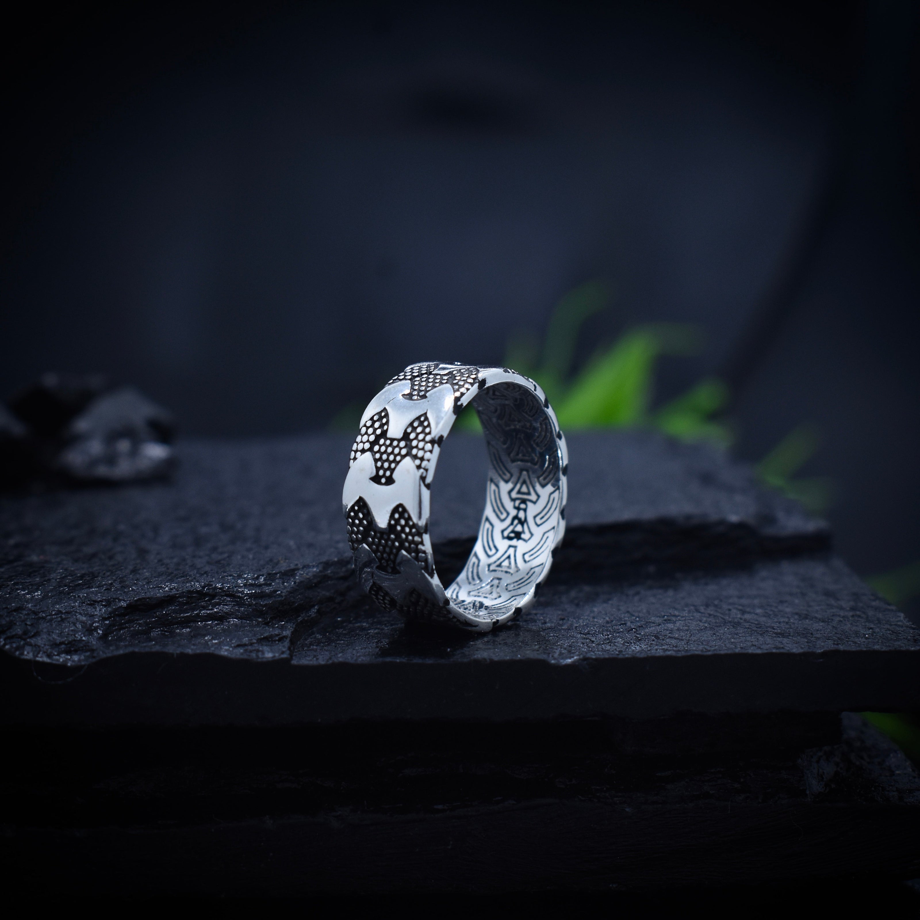 Antique Silver Bold Cross Band