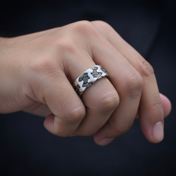 Antique Silver Bold Cross Band