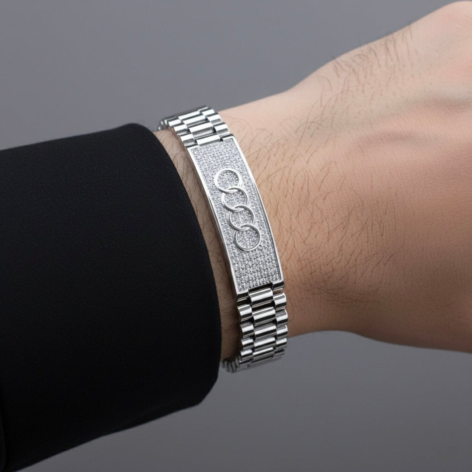 Interlocking Rings Silver Bracelet