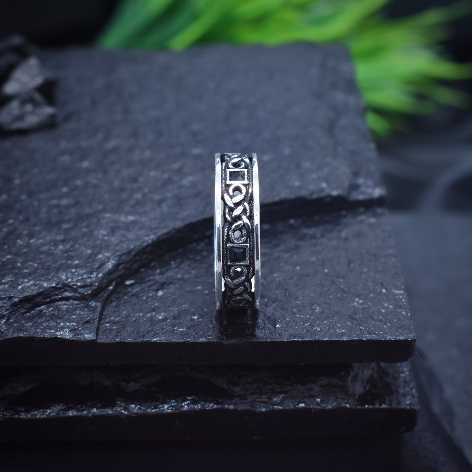 Antique Celtic Knotwork Cutout Silver Band