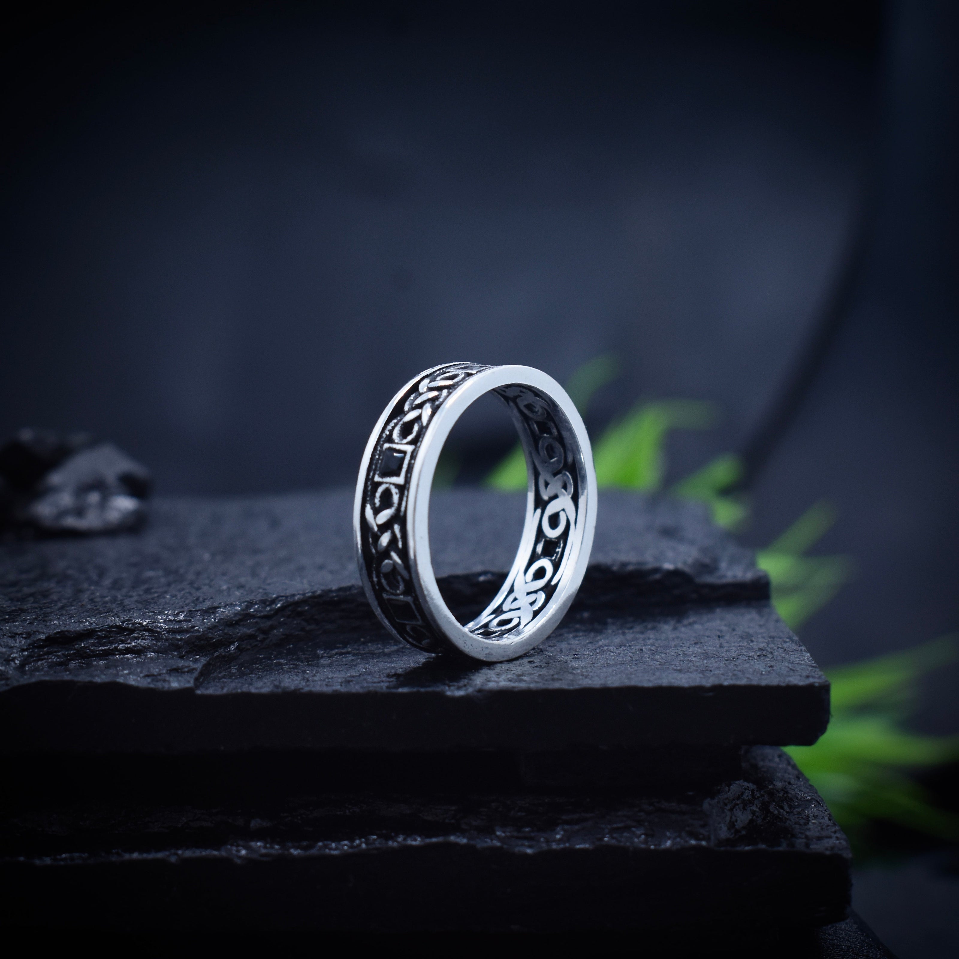 Antique Celtic Knotwork Cutout Silver Band