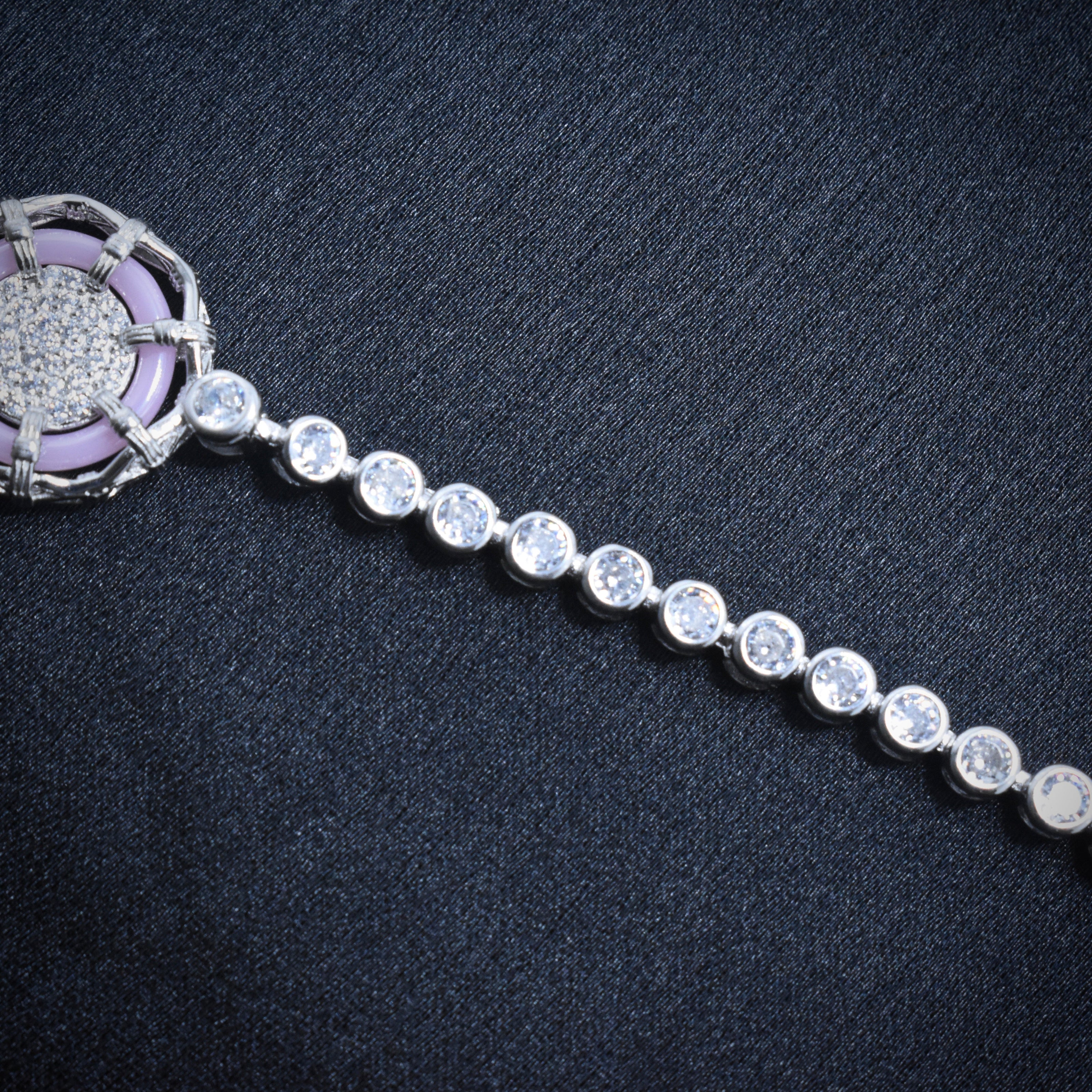 Dual Tone Rose Bloom Silver Bracelet