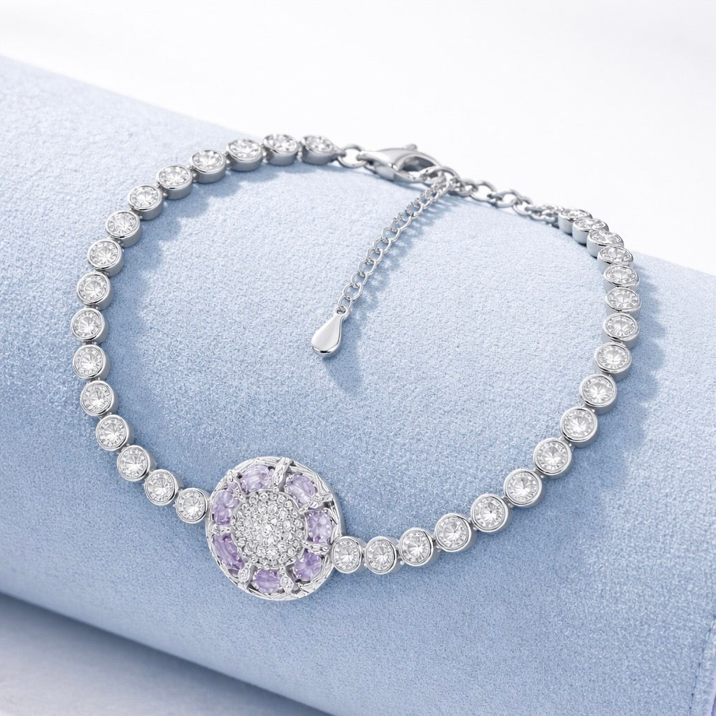 Lavender Dream Halo Tennis Bracelet
