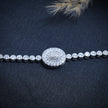 Oval Baguette Halo Solitaire Tennis Bracelet