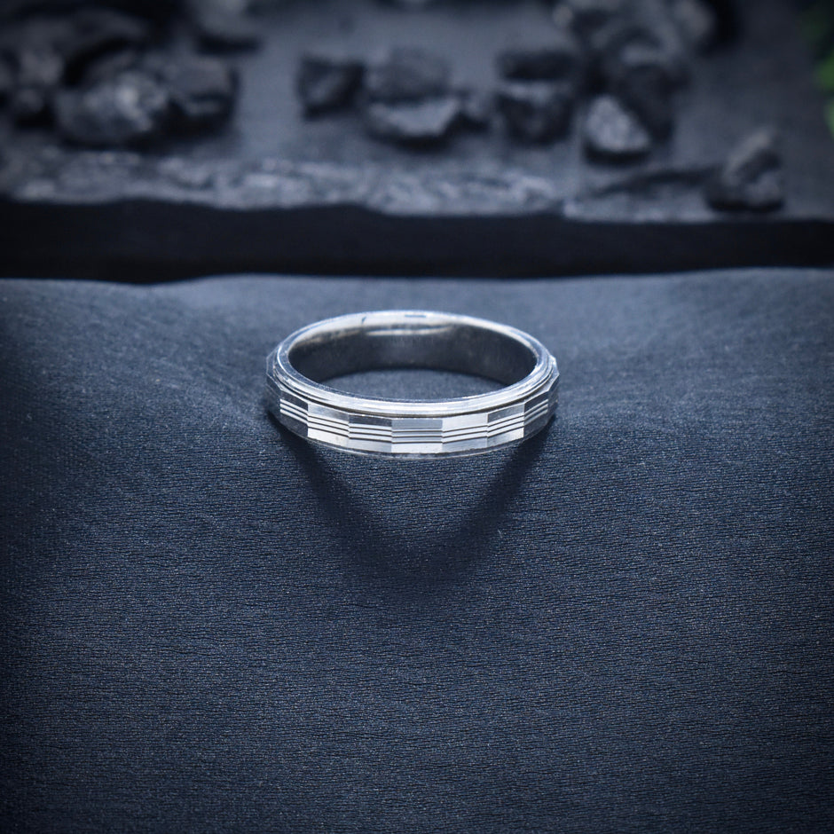 Mirror Facetted Edge Silver Band