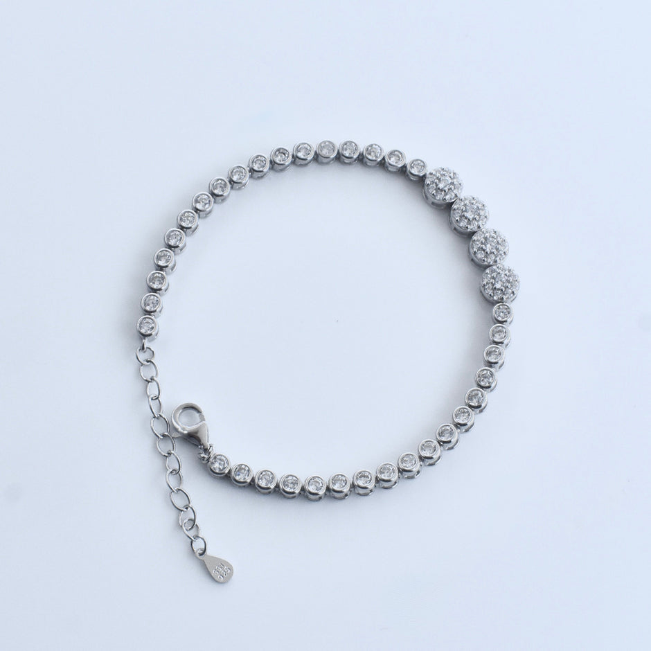 Four Stone Accent Silver Bracelet