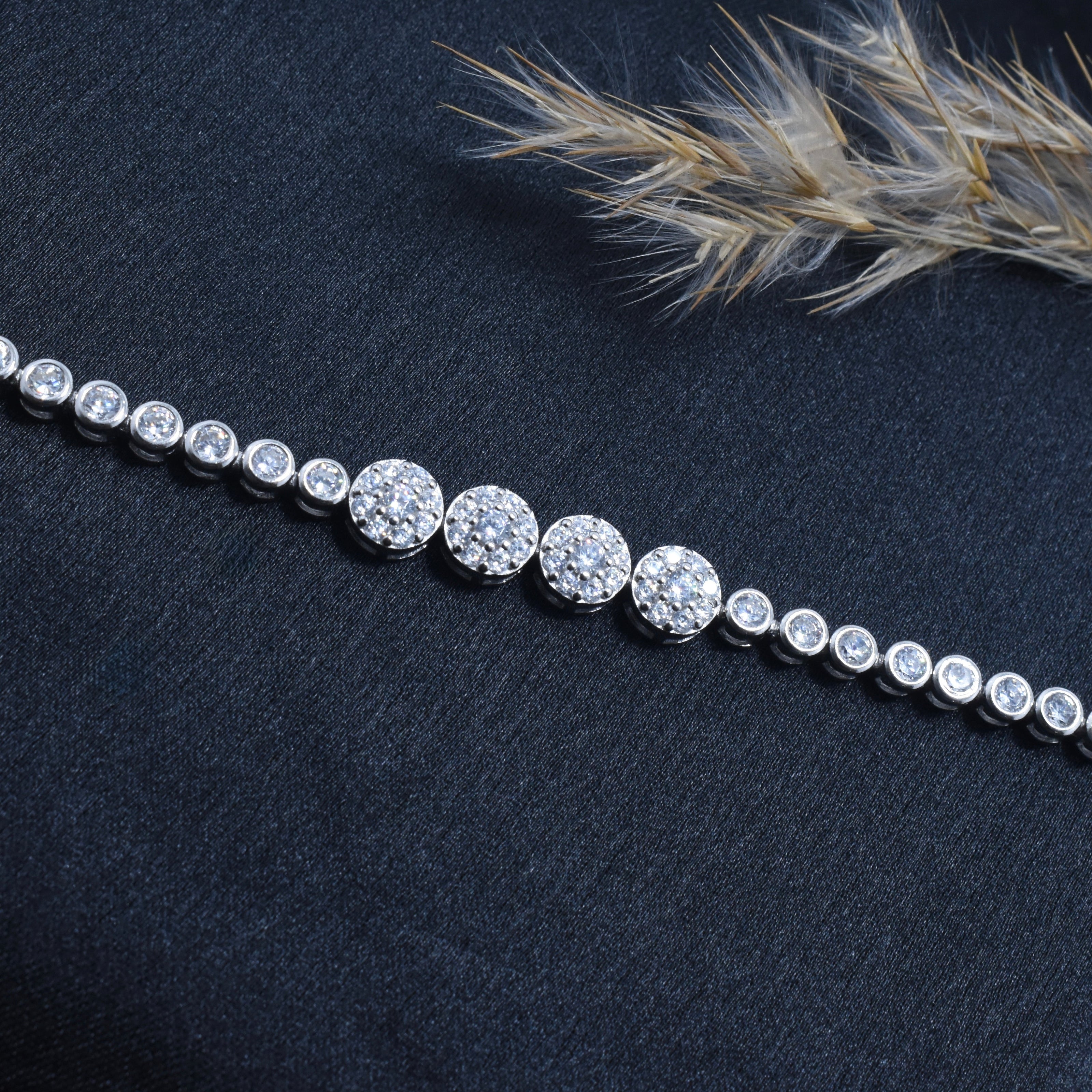 Four Stone Accent Silver Bracelet