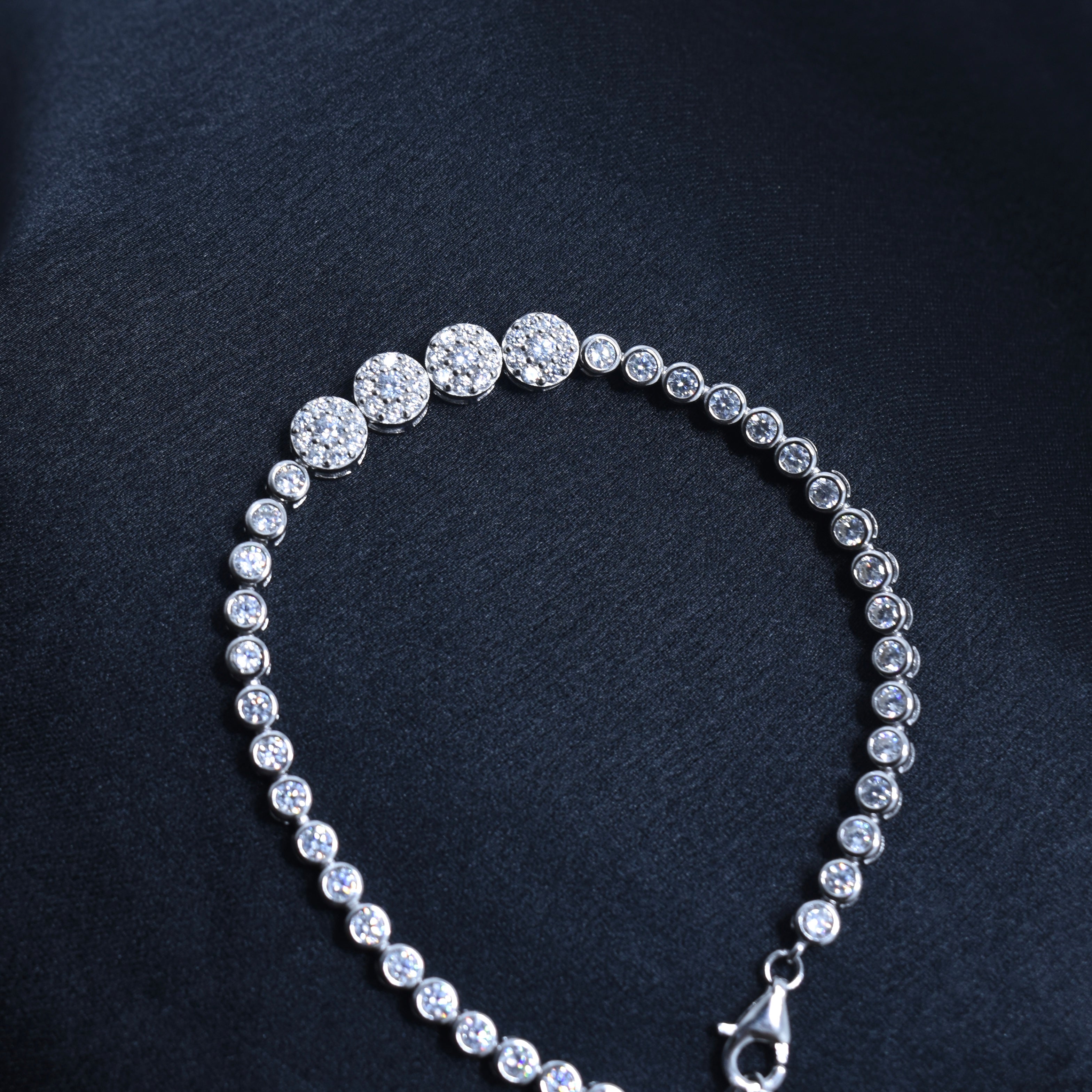 Four Stone Accent Silver Bracelet