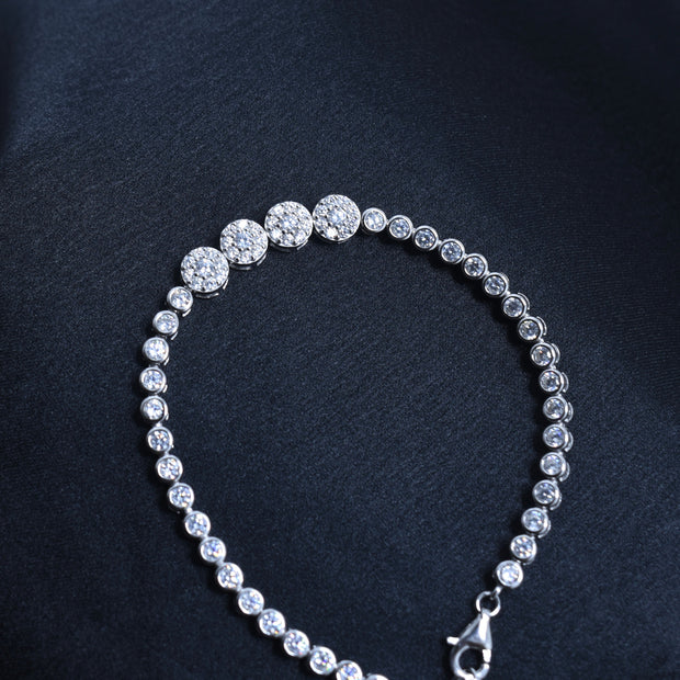 Four Stone Accent Silver Bracelet
