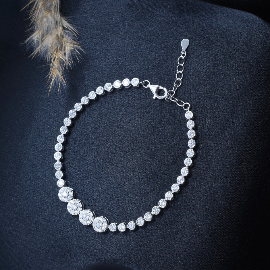 Four Stone Accent Silver Bracelet
