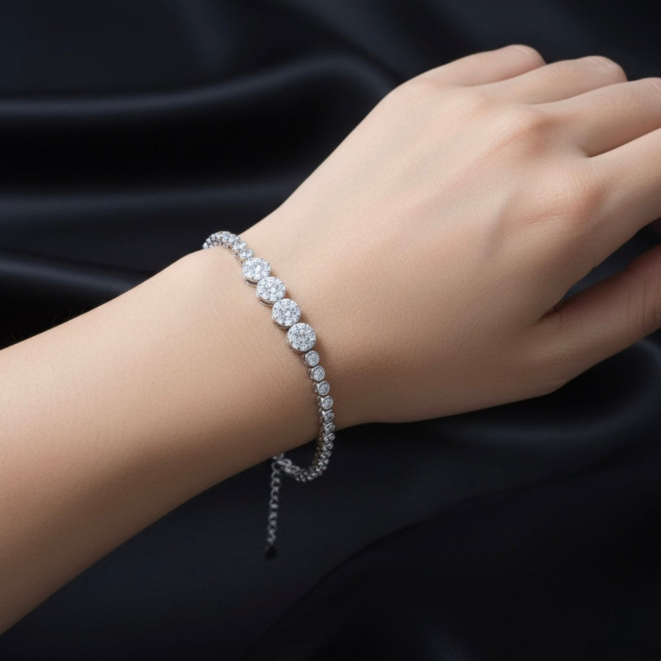 Four Stone Accent Silver Bracelet