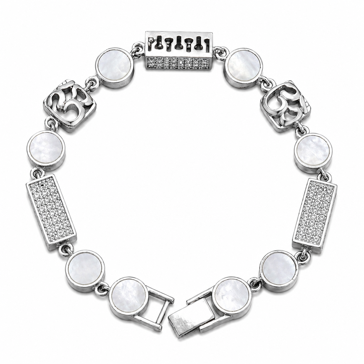Om Trishul Mother of Pearl Bracelet