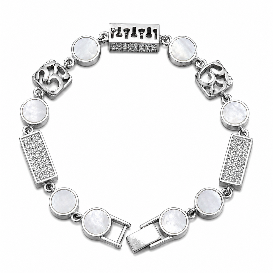 Om Trishul Mother of Pearl Bracelet