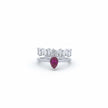 Silver Ruby Drop Crown Ring