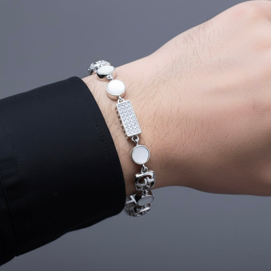 Om Trishul Mother of Pearl Bracelet
