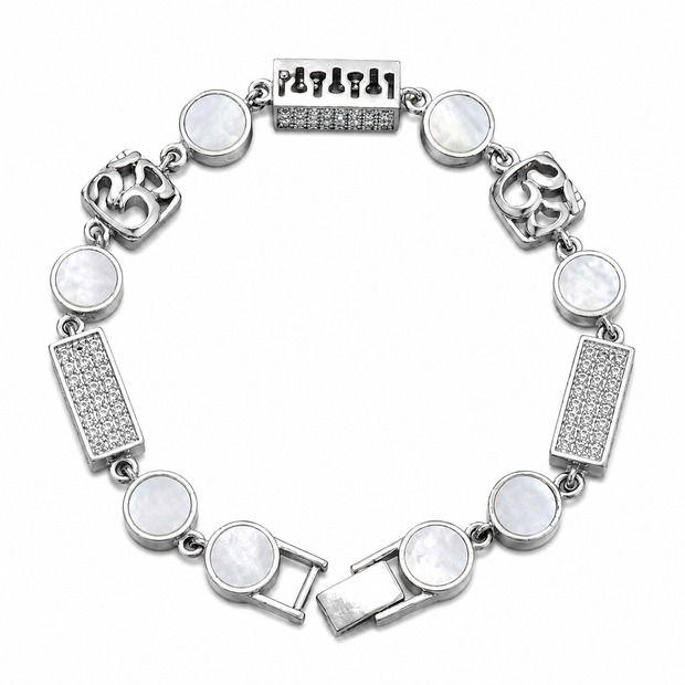 Om Trishul Mother of Pearl Bracelet