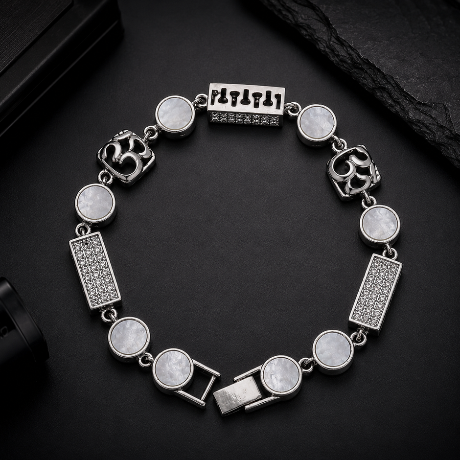 Om Trishul Mother of Pearl Bracelet